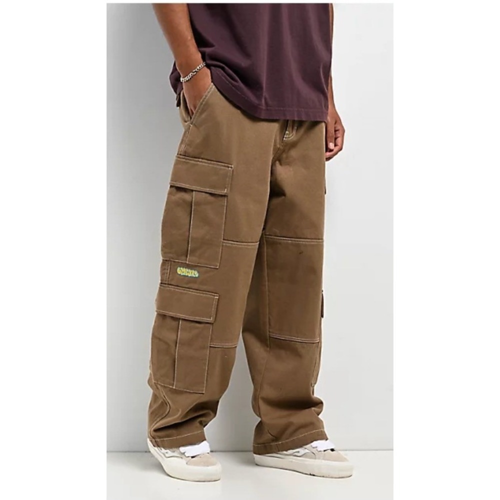 Empyre Canvas Khaki Ultra Loose Double Cargo Pants‎ Mens Size 34 Skater Baggy